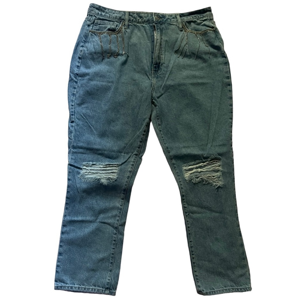 Simple Society High Rise Bling Distressed Ripped Jeans